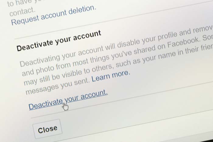Deactivate your Facebook account