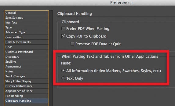 Keep formatting Indesign