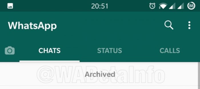 New WhatsApp Archived message tab