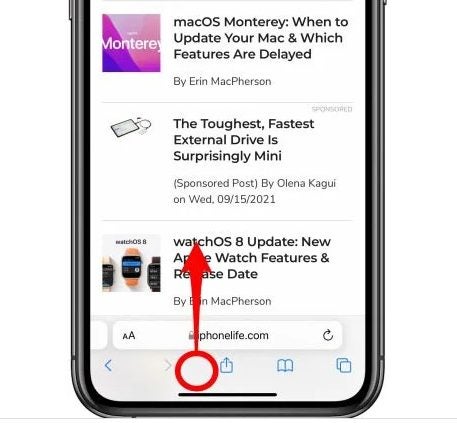Swipe up from the home bar
