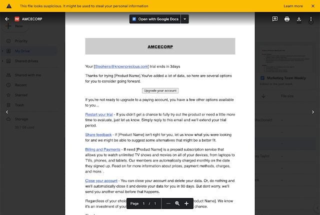 Google Drive issues security warnings for potentially unsafe files