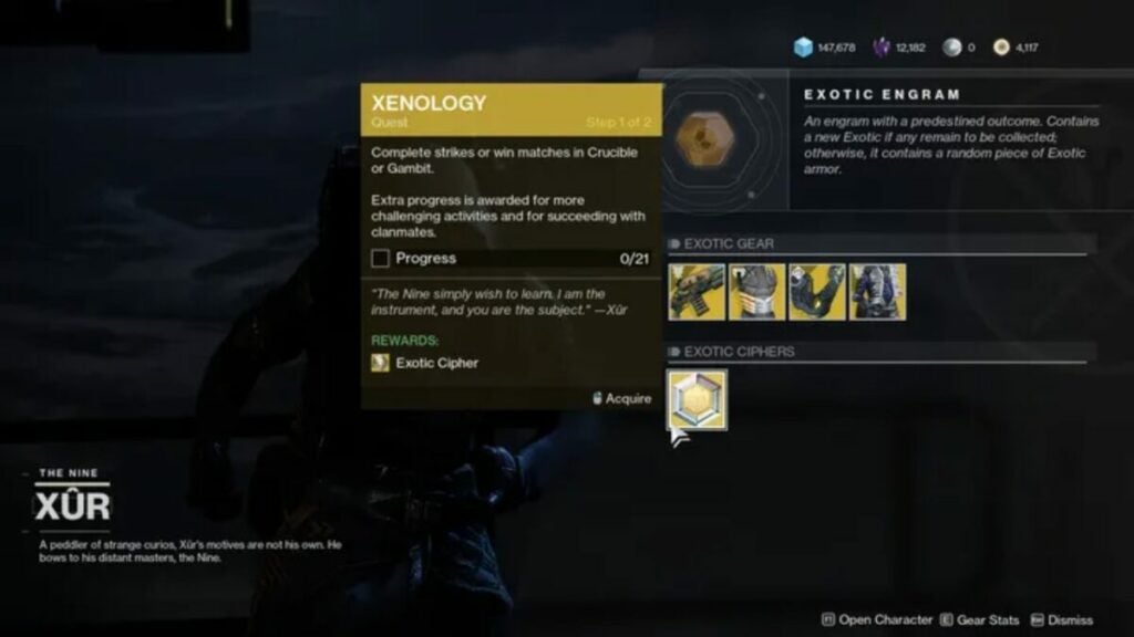 Xur Xenology Quest Destiny 2 January 21 - 25