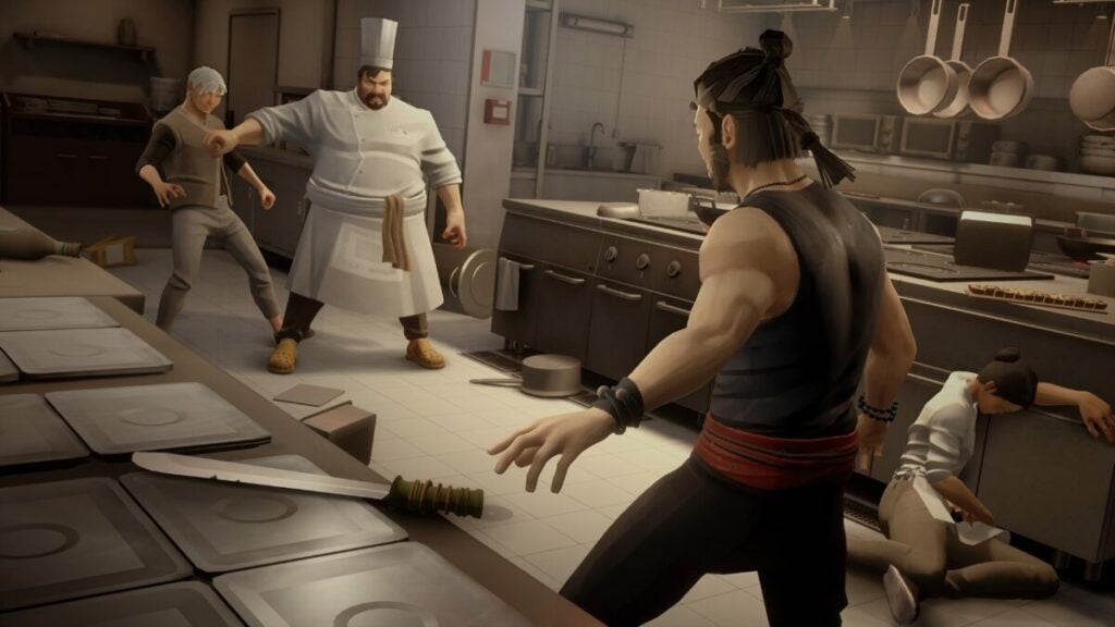 image of Sifu fighting a chef in Yang's restaurant