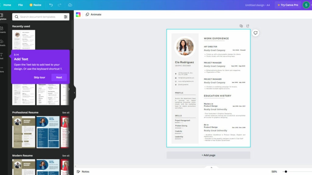 Create the ultimate resume and covering letter with Canva