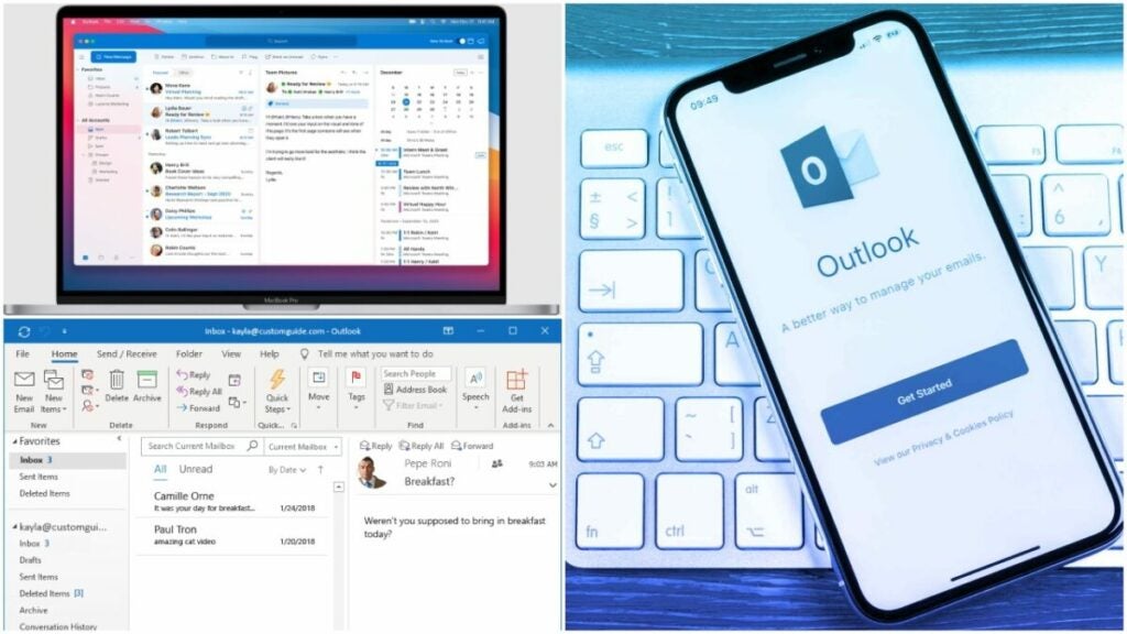 image of Microsoft Outlook mail old and new interfaces
