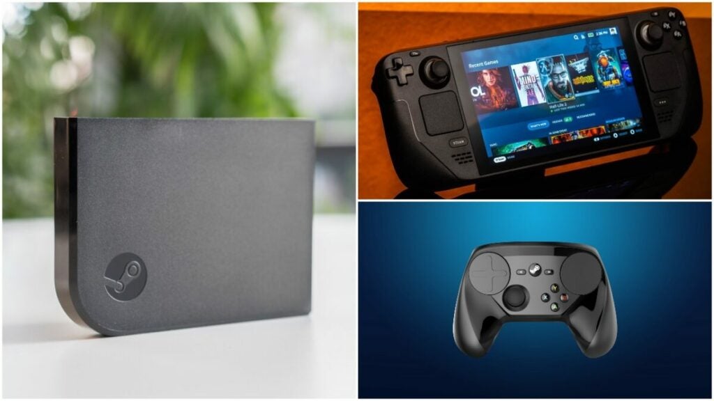 images of Steam Link, Steam Deck, and Steam controller