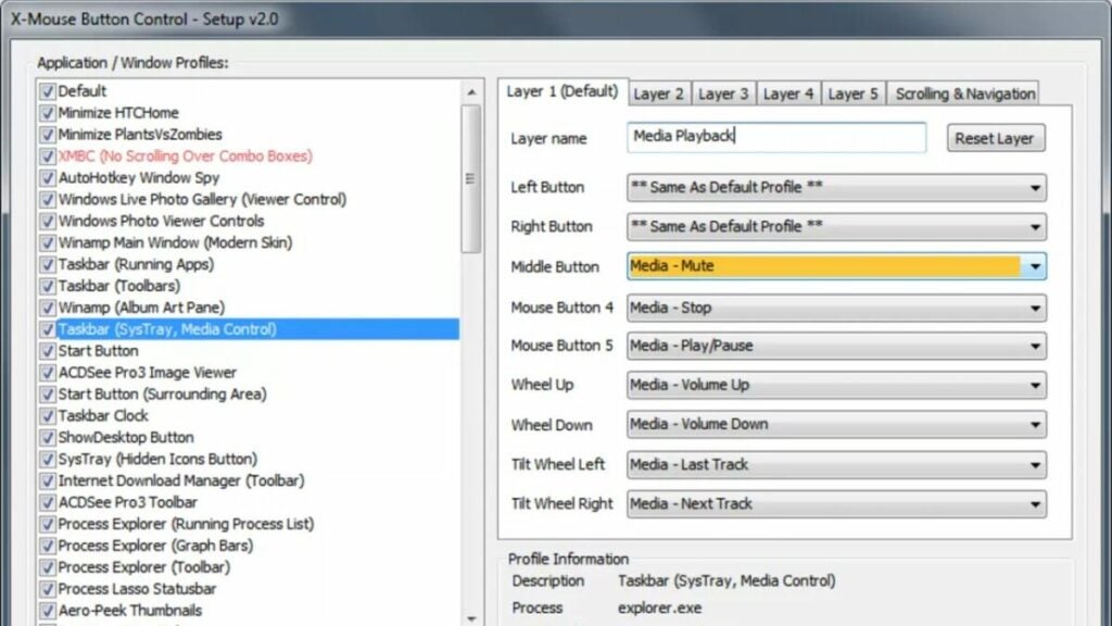 image of the X-Mouse Button Control interface