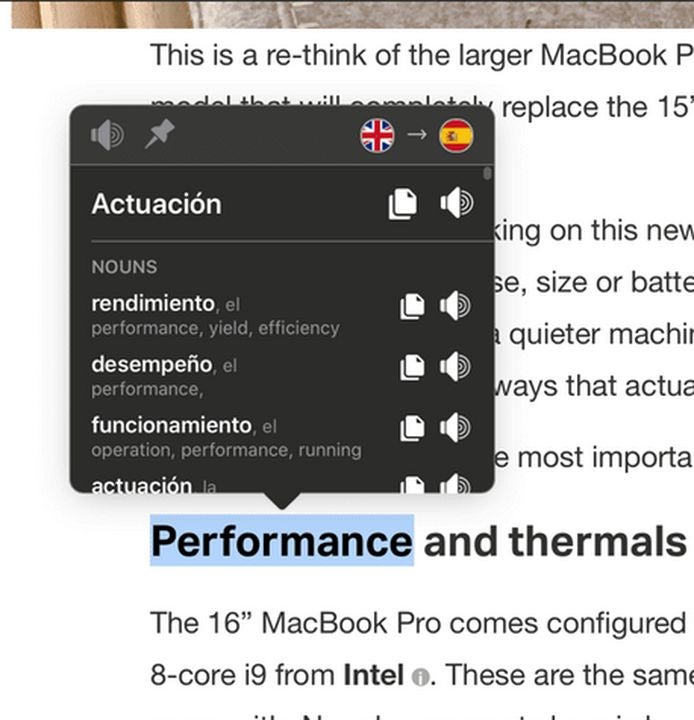 Mate translates with one click
