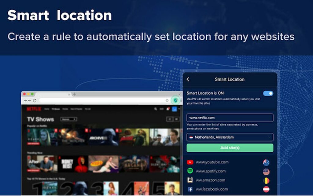 Free VPN Protection allows you to change your IP location.