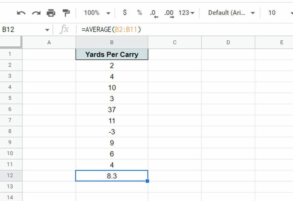 Fórmula AVERAGE