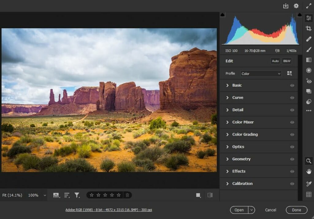 Camera Raw es imprescindible para diseñadores y fotógrafos que editan y capturan imágenes raw