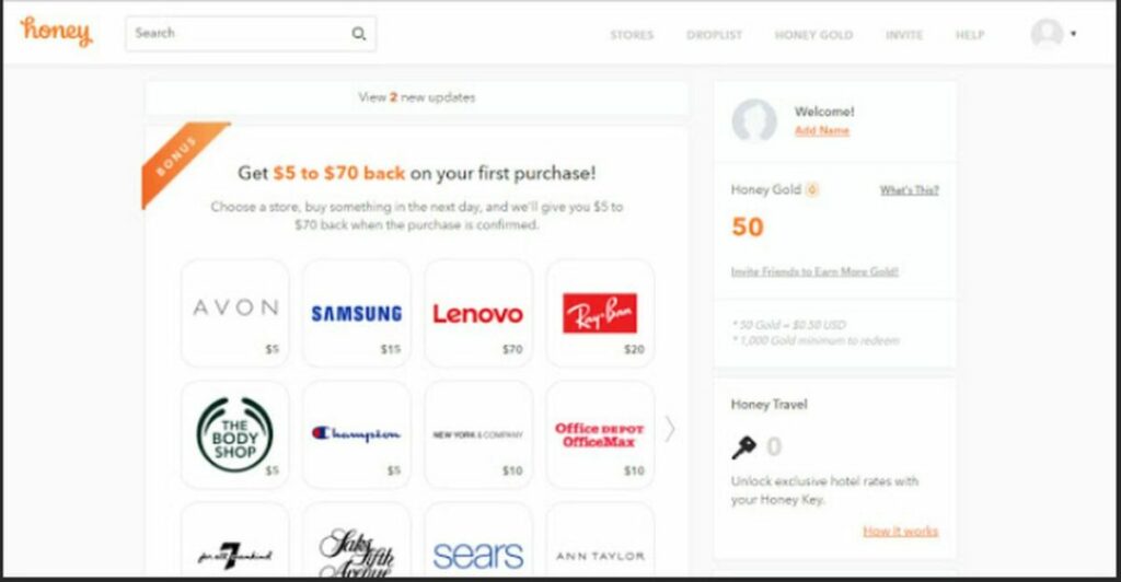 Honey can save you money with coupons from your favorite retailers.