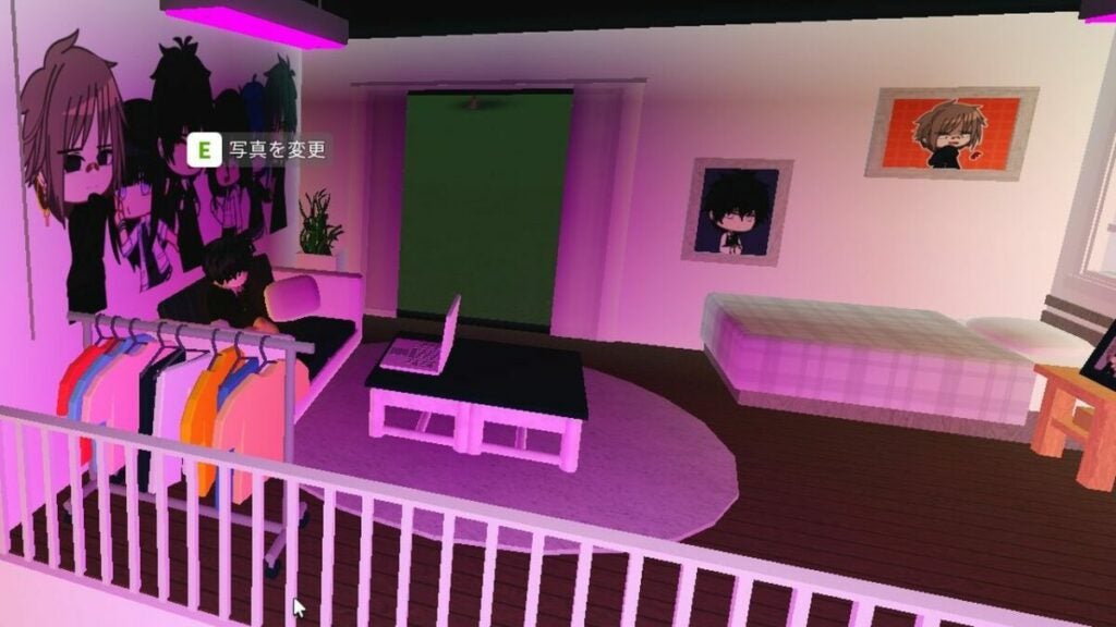 Neon Gacha bedroom setting and decorations