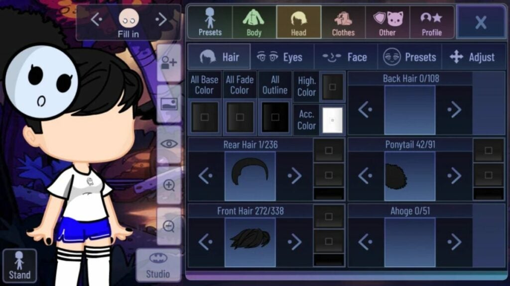 image of Gacha Redux character creation screen