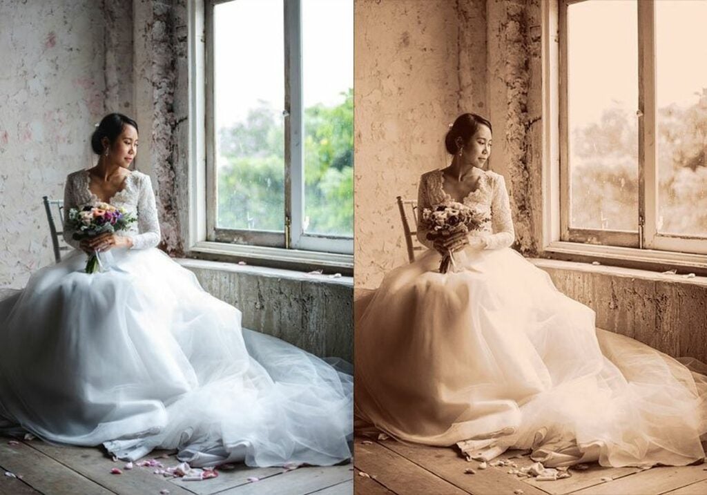 The Dramatic Sepia filter adjusts the color settings of your regular photos to give them a timeless sepia effect