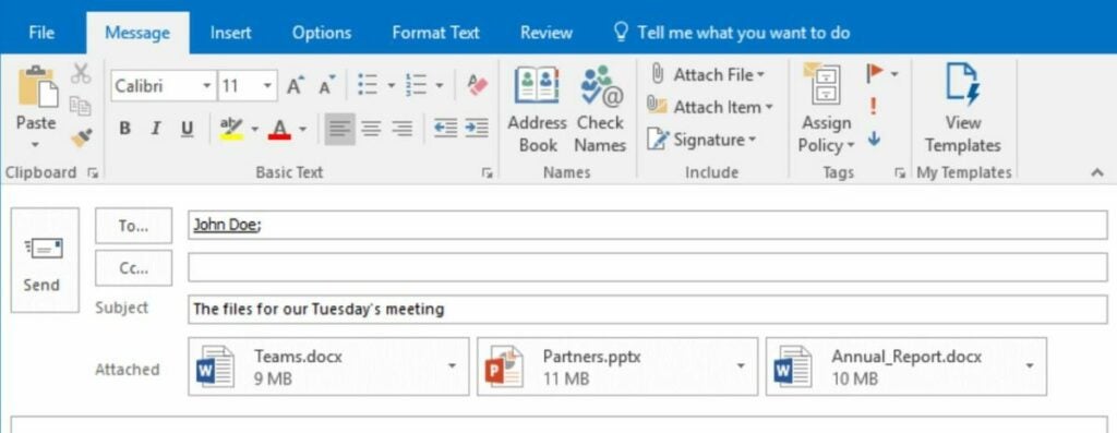 Attach files like this