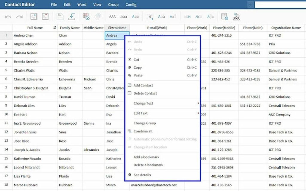 Contact editor provides spreadsheet functionality to Gmail