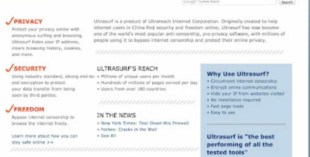 UltraSurf provides foreign censorship clearance