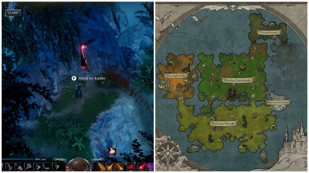 Entradas de pasajes de cuevas en V Rising 