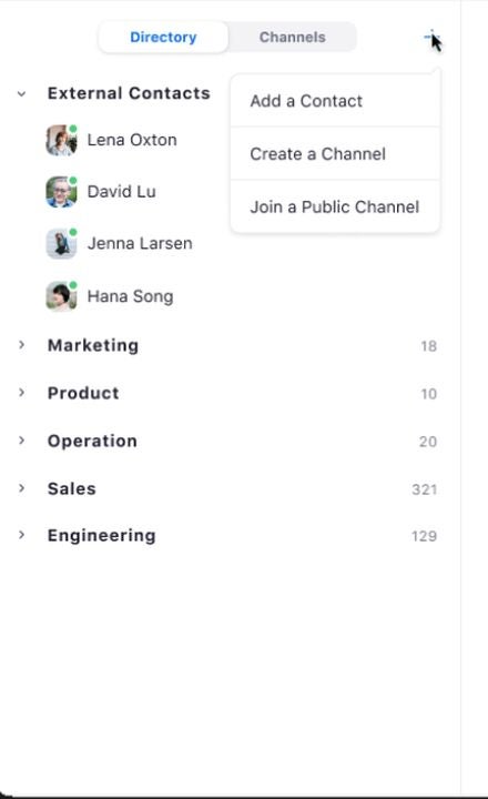 View both your contacts and group channels in a simple list