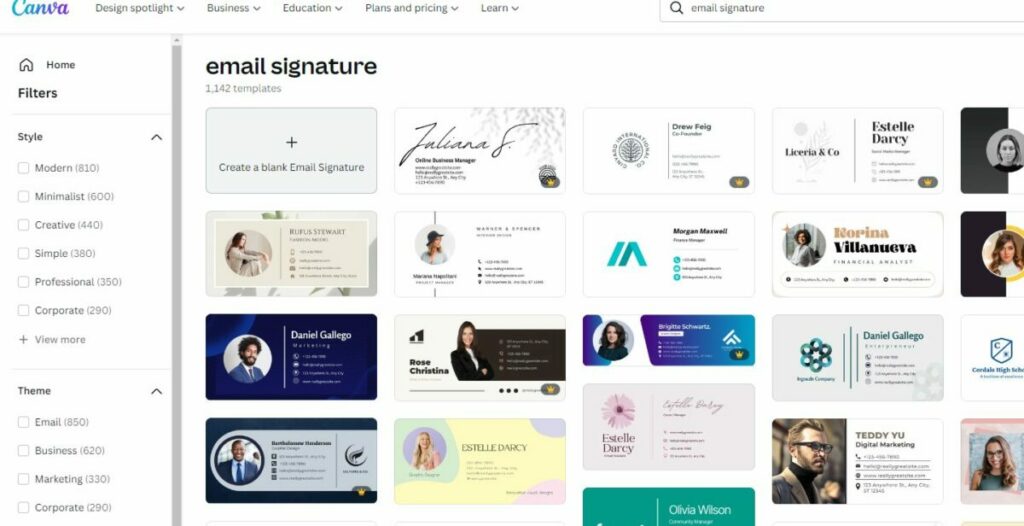Canva email sig