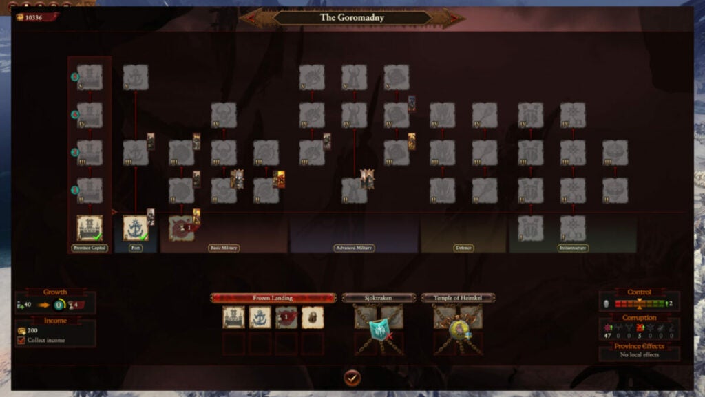 image of settlement structure UI in Total War: Warhammer III Champions of Chaos DLC