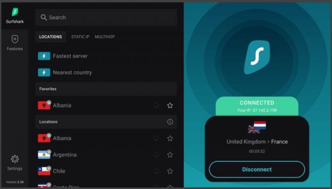 Save your favorite IP locations for quick access in Surfshark.