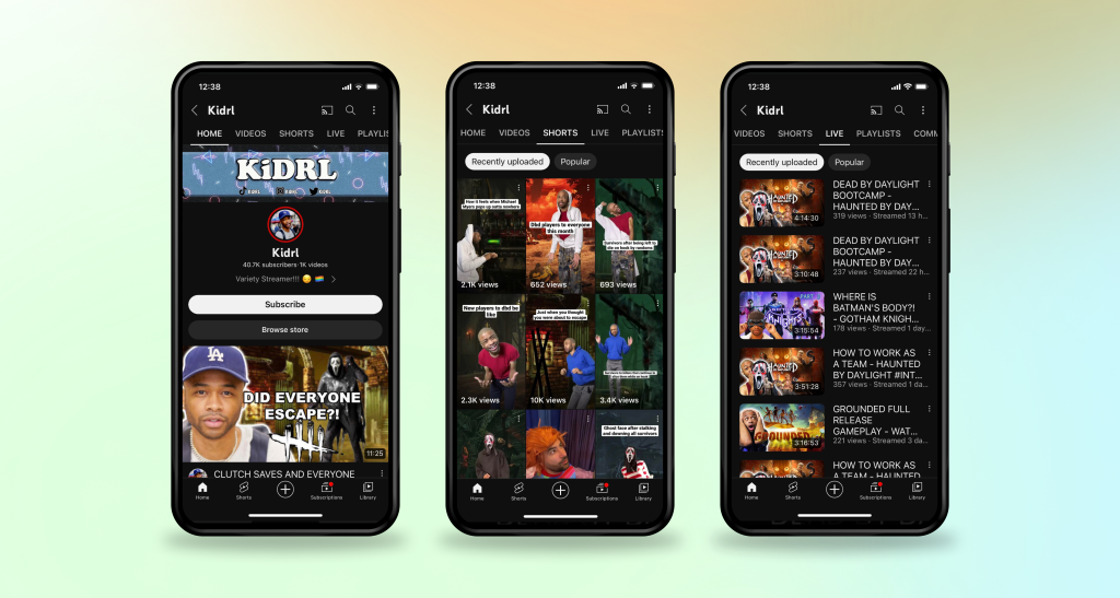 YouTube brings separate tabs for Shorts, Live Streams, and videos