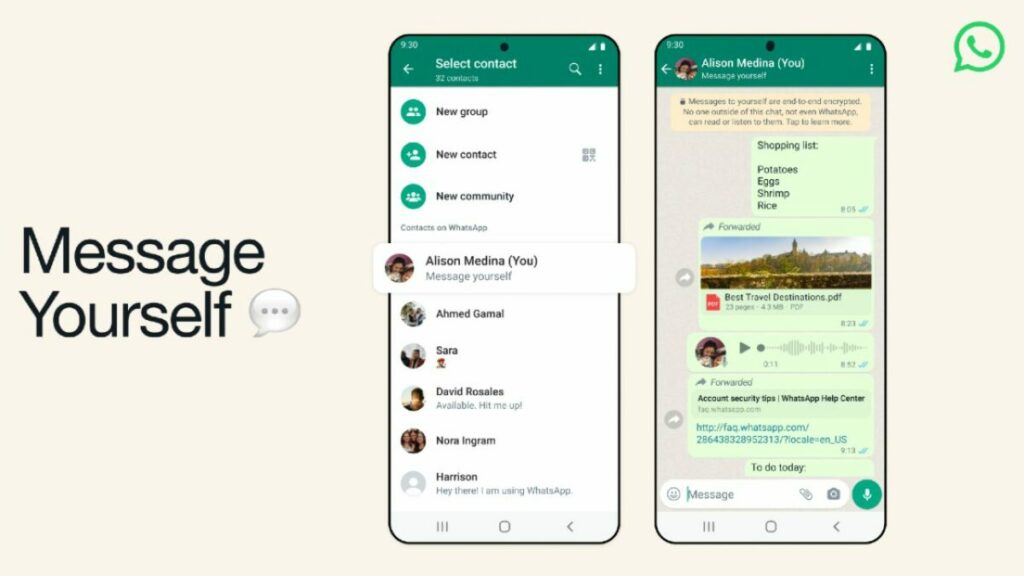 whatsapp message yourself