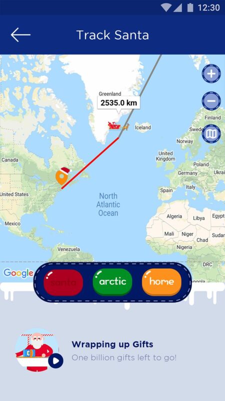 Santa track location