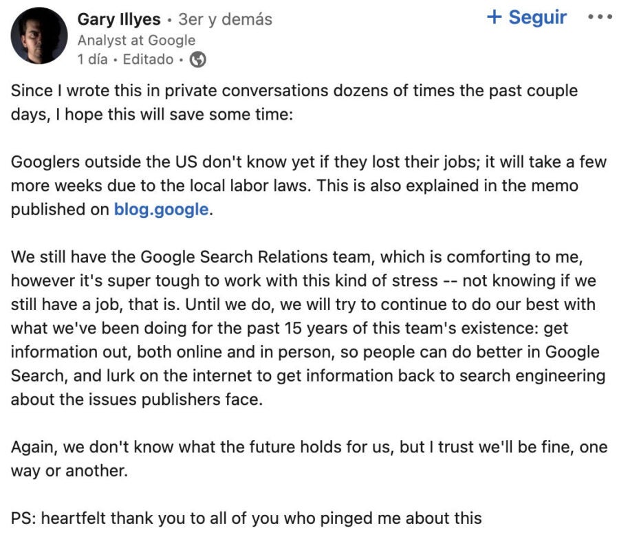 Google Search Relations Team Outside US Awaits Decision on Employment