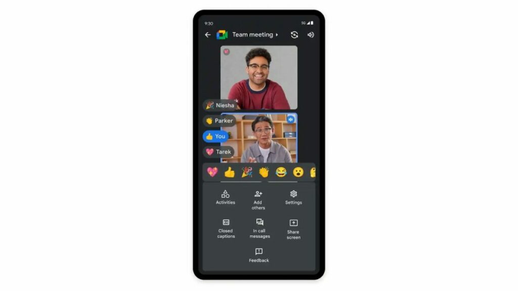 add emoji reactions on Google Meet