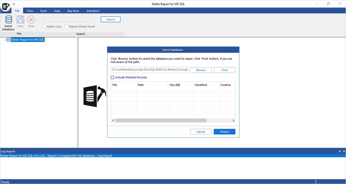 Select SQL Database to Repair