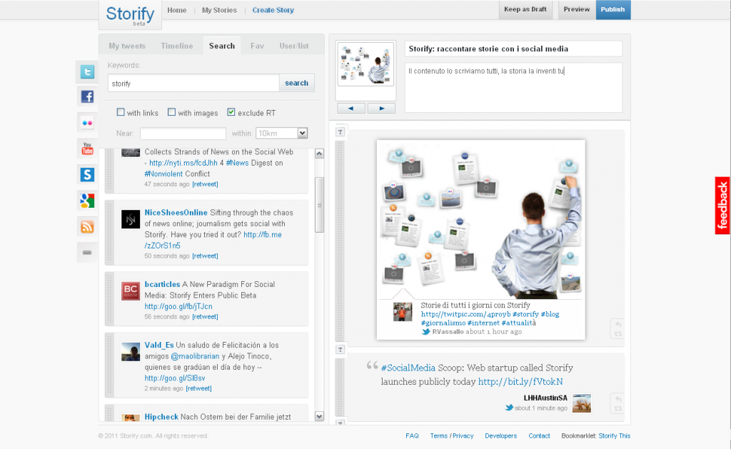 Screenshot di Storify
