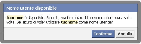 Conferma URL Facebook