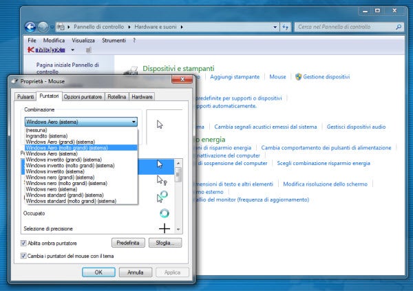Dimensione puntatore