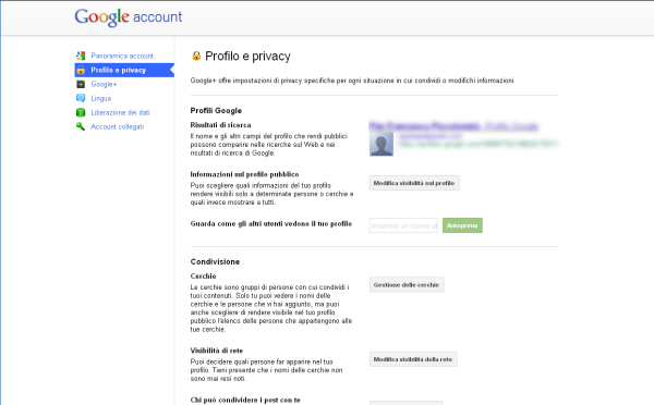 Impostazioni privacy Google
