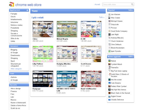 Web Store temi Chrome