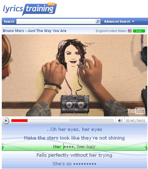 Impara l'inglese con Lyrics Training