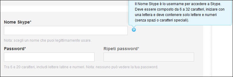 Registrazione a Skype