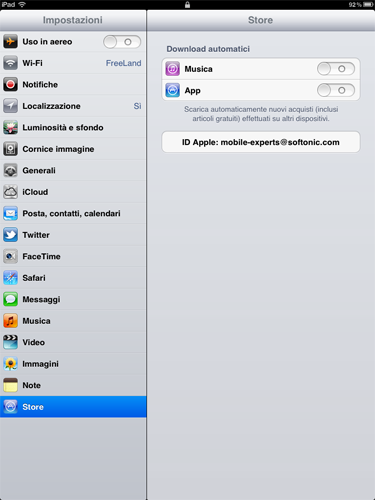 Attiva sync musica e app