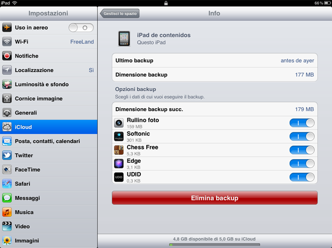 Elimina backup da iPhone