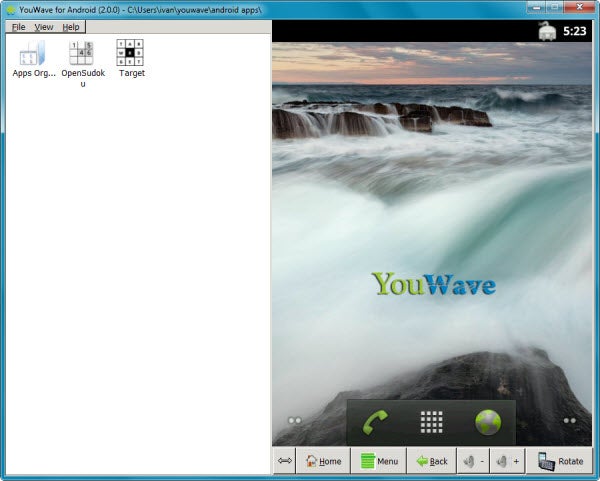 Schermata iniziale YouWave