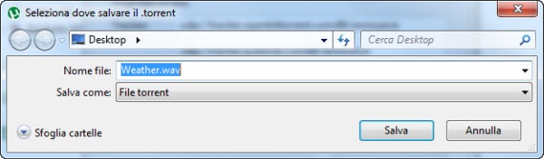 Salva il file .torrent