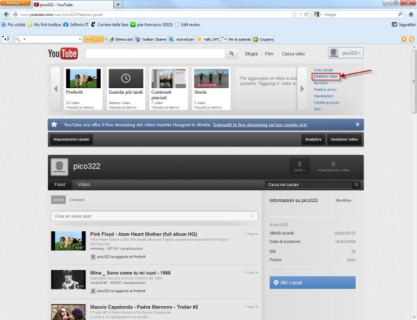 Tasto Gestione video