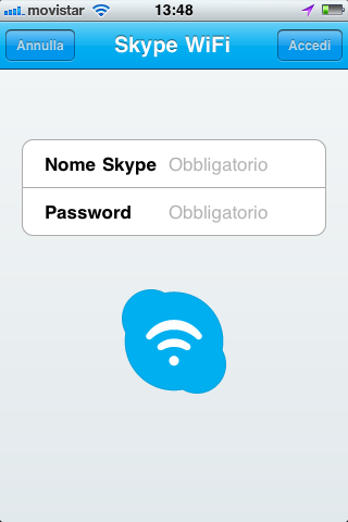 Skype Wifi login