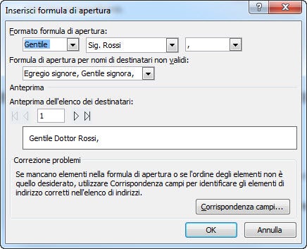 Formula di apertura