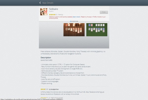 Scheda app Firefox Markeplace