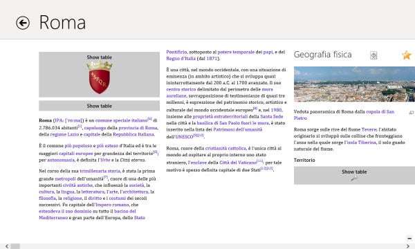 Wikipedia per Windows 8