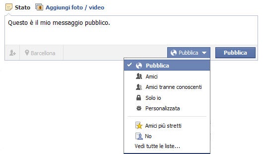 messaggio pubblico Facebook